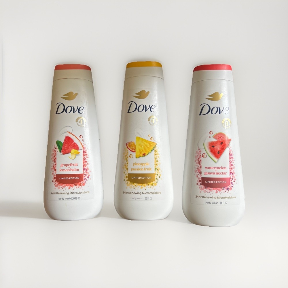 Dove Limited Edition Pineapple Watermelon and Grapefruit Bodywash Set Of 3